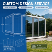 Bureau de jardin préfabriqué insonorisé de 3 mètres, studio de jardin modulaire, cabine Apple, 2 unités dans un conteneur de 6 mètres, conception 3D personnalisée en CAO