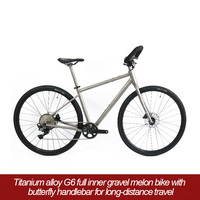 Vélo de Gravel en Alliage de Titane G6 avec Câblage Interne, Guidon Papillon, 11 Vitesses, Freins à Disque Hydrauliques, Vélo de Tourisme Longue Distance