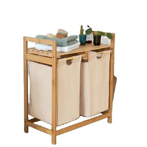 <span class=keywords><strong>Cesta</strong></span> De Lavandería De Bambú 2 Secciones Para Apilar Ropa Sucia Cestas De Lavanderia - Product Image 1