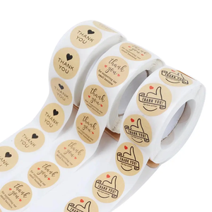 Autocollants ronds en papier kraft brun avec logo personnalisé imprimé, adhésifs, autocollants de remerciement, étiquettes autocollantes pour emballages cadeaux - Product Image 5