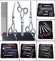 Ciseaux de toilettage pour animaux de compagnie Tondeuse à cheveux pour chiens Tondeuses droites de haute qualité Ensemble de tonte et de toilettage Tondeuses incurvées Kit de peigne