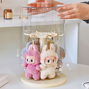 Rotatable Figurine Storage Display Rack Creamy Yellow Creamy White Solid Color Hobby Display Case - Product Image 2