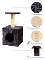 Arbre à chat anti-basculement en velours, griffoirs en sisal naturel, structure d'escalade multi-niveaux en peluche, emballage en carton écologique