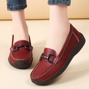 Mocassini da <span class=keywords><strong>Donna</strong></span> Xuanhui alla Moda di Alta Qualità con Punta a Ferro e Fibbia Metallica, in Morbida Pelle PU Bianca, <span class=keywords><strong>Tacco</strong></span> Basso 2.0cm - Product Image 1