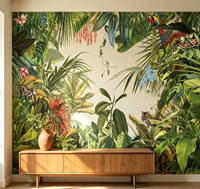 Papier peint mural 3D personnalisé avec des feuilles tropicales pour la maison, les restaurants, les boutiques, fabriqué sur mesure à partir de vos images ou d'AI et en fonction de la taille du mur
