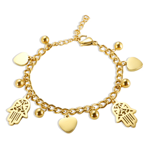 Bracelet de Noël au design nouveau, en acier inoxydable doré, avec un pendentif cœur mignon, cadeau d'anniversaire, <span class=keywords><strong>prix</strong></span> de gros - Product Image 1