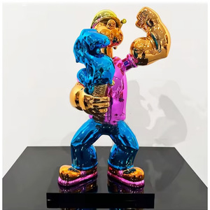 Figura de juego de dibujos animados de resina lista para enviar, estatua de Popeye de fibra de vidrio, estatua de Popeye de cromo rojo, arte Pop de resina y manualidades para decoración del hogar - Product Image 5