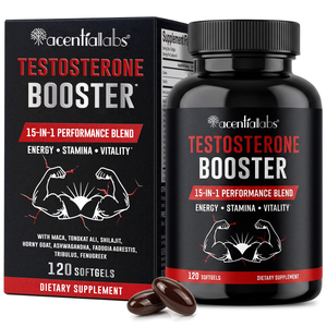Acentiallabs Testosterone-Booster 120 Cápsulas Blandas, Mezcla 15 en 1, Vitalidad Masculina, Energía, Resistencia, Suplemento, Precio Directo de Fábrica - Product Image 1