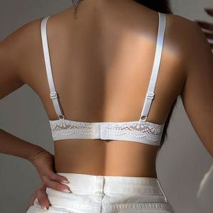 Sujetador con Escote Profundo en V, Talla Americana, Lencería de Encaje Floral para Mujer, Sujetador con Aros y <span class=keywords><strong>Relleno</strong></span>, Espalda Baja - Product Image 4