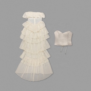 Conjuntos <span class=keywords><strong>para</strong></span> <span class=keywords><strong>mujer</strong></span> 2 piezas elegante y <span class=keywords><strong>bonito</strong></span> corsé con cordones y cuello oblicuo vestido largo <span class=keywords><strong>pastel</strong></span> conjunto gasa ropa femenina - Product Image 5