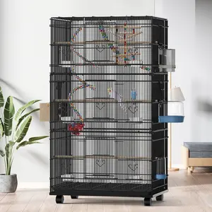 Fast Delivery Big Cage Birds Avairy Breeding Huge Bird Cage Set Pet Cage Bird With 360 Removable Wheels