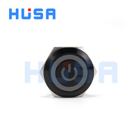 Bouton-poussoir momentané HUSA 22 mm IP65 étanche 1NO 24V/5V à anneau lumineux en oxyde d'aluminium, corps court, pour appareils électroménagers
