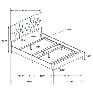 Black/Gold 4-piece <b>Convertible</b> Full Tufted Panel Modern Wood Bedroom Set for Apartment & Hotel Use - Product Image 5
