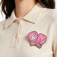 Broche en alliage Ruban de charité, multicolore (rose, violet, noir), badge promotionnel et commémoratif, avec motifs Cœur, Gants de boxe, Papillon