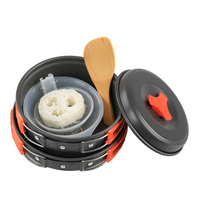 Ensemble de cuisine de camping en métal écologique, pot et poêles compacts pour la randonnée et le pique-nique