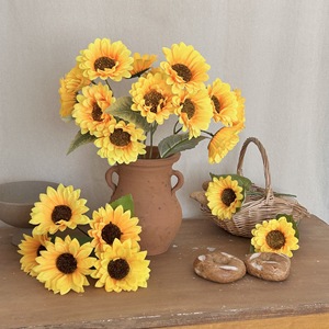 Bouquet de tournesols artificiels Yasunobu, fleurs en soie, 28 cm, 42 cm, 63 cm, 90 cm, décorations intérieures et extérieures pour la maison, mariage - Product Image 4