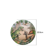 Vente en gros Vaisselle jetable joyeux anniversaire en papier pour garçon Fournitures de fête sur le thème dinosaure Ensemble de vaisselle en papier