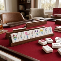 Jeu de Mahjong en Acrylique Blanc de l'Université de l'Arkansas, Tuiles de Jeu Personnalisables avec Logo, Tuiles de Table avec Boîte de Rangement en Acrylique
