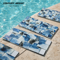 Centurymosaic Mosaïque de piscine personnalisée en verre cristal bleu, mosaïque jet d'encre carrée et en briques pour piscine et ligne d'eau