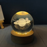 Lampe de nuit boule de cristal nébuleuse de lune système solaire 3D lampe de nuit boule lumineuse en cristal 3D A-692