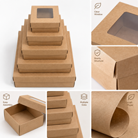 Boîte à pâtisserie en carton kraft blanc de qualité alimentaire avec couvercle à fenêtre en PET, emballage carré pour biscuits et gâteaux, matériaux recyclés, épaisseur 2 mm, vente en gros