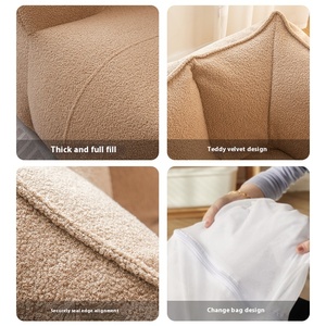 Sofá Puff Moderno de Tela Crema, Desmontable, Reclinable, Estilo Tatami, Doble, Relleno de Espuma para Dormir, para Dormitorio y Sala de Estar - Product Image 4