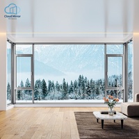 Fenêtre à battant d'angle sans pilier en aluminium, sur mesure, avec verre de sécurité pour projets de construction résidentielle à l'étranger