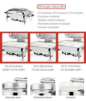 Set Perlengkapan Buffet Restoran Guangzhou, Set Peralatan Masak Chef, Penghangat Makanan Stainless Steel, Chafing Dish Hidrolik Persegi Panjang