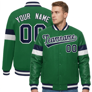 Blouson universitaire personnalisé pour homme, color block, brodé, coupe classique, boutonnage frontal, streetwear décontracté - Product Image 4