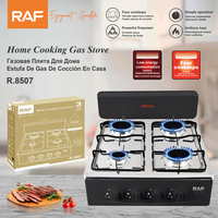 Cuisinière à gaz de table RAF R.8507 avec quatre brûleurs, tube de gaz de 11,5 cm, supports électrophoretiques pour casseroles et couvercle de protection