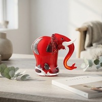 Décoration d'art moderne, artisanat, éléphant à long nez en verre coloré émaillé fait à la main, ornement créatif pour la décoration de la maison