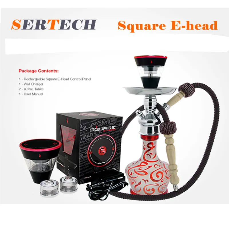 original high quality square ehead e hookah head with 8ml tank for all kinds of shisha with three colors hookah bowl
