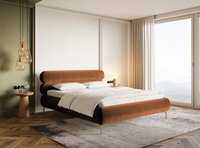 Mobilier de chambre à coucher simple Meilleure vente Cadre de lit tendance en velours chromé coloré marron
