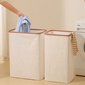 Household Folding Fabric Rectangle <b>Storage</b> Basket Clothes <b>Storage</b> <b>Box</b> with Plastic Ring Handle - Product Image 5