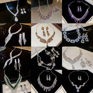 Ensemble de bijoux luxueux pour femmes - collier en diamants avec boucles d'oreilles en diamants - accessoires en gros - Product Image 5