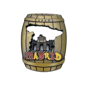 Diseño Gratuito, Recuerdos Turísticos de <span class=keywords><strong>España</strong></span>, Madrid y Otras Ciudades Europeas y Americanas, Barril de <span class=keywords><strong>Vino</strong></span> Metálico, Adornos para Refrigerador, Estilo Retro - Product Image 5