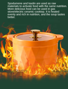 Casseruola in ceramica binaurale nordica pentola per zuppa di Spodumene fiamma aperta pentola di riso casseruola di riso casseruola smaltata - Product Image 2