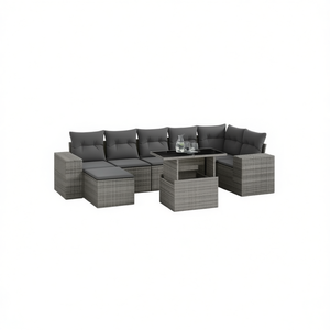 Set Divano da Giardino Grigio in Rattan 6 Posti con Cuscini Arredamento da Esterno Design Contemporaneo - Product Image 1