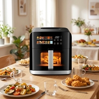 Nouveau petit four à air chaud multifonctionnel carré en acier inoxydable pour la maison, grande capacité, sans fumée ni huile, contrôle numérique