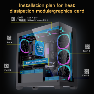 Lovingcool パノラマビュー キューブ型 強化ガラス フルタワー ゲーミングPCケース ATX MATX <span class=keywords><strong>ITX</strong></span>マザーボード対応 - Product Image 2