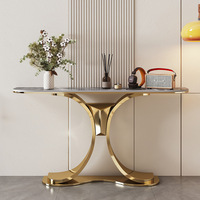 Table console moderne de luxe en acier inoxydable avec plateau en marbre pour villa, salon, mobilier de maison, durable