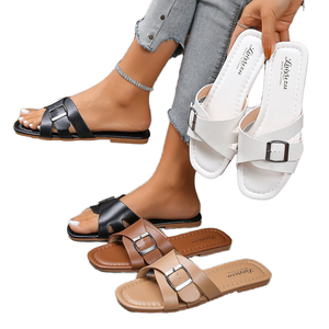Exclusivo para el mercado internacional: Sandalias de plataforma para mujer con pedrería, estampado, ligeras, para exteriores, a la moda, con cierre sin cordones - Product Image 1