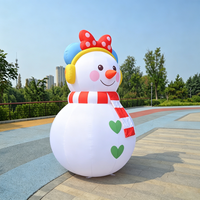 Langlebige Schneemann-Mädchen-Ohrenschützer mit Schleife, Aufblasbare Weihnachtsdekoration aus Oxford-Stoff für Innenräume, Heimpartys und Veranstaltungsdekoration