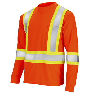 <span class=keywords><strong>T</strong></span>-<span class=keywords><strong>shirt</strong></span> Réfléchissant Haute Visibilité Shinyder Orange Manches Longues en Maille Respirante Vêtements <span class=keywords><strong>de</strong></span> Travail pour Chantier Routier et Usine - Product Image 1