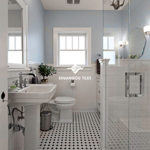 Popüler Siyah Beyaz Gri Mozaik Porselen Banyo Zemin Duvar Karosu - Product Image 6