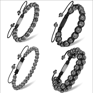 Bracelet tissé en <span class=keywords><strong>hématite</strong></span> naturelle, bracelet de méditation de rééducation magnétique de santé, bijoux pour hommes et femmes - Product Image 1