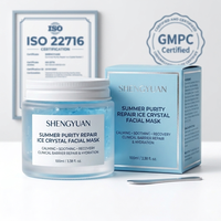 Masque Gel Anti-Teint Terne à la Levure Fermentée, Masque Visage Hydratant Effet Glace Cristalline Anti-Lumière Bleue, Masque Gelée Sans Huile à Laver pour la Nuit