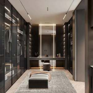 Armoire en bois avec porte en verre, style classique moderne, luxe, rangement, armoire de haute qualité, meubles en bois - Product Image 1