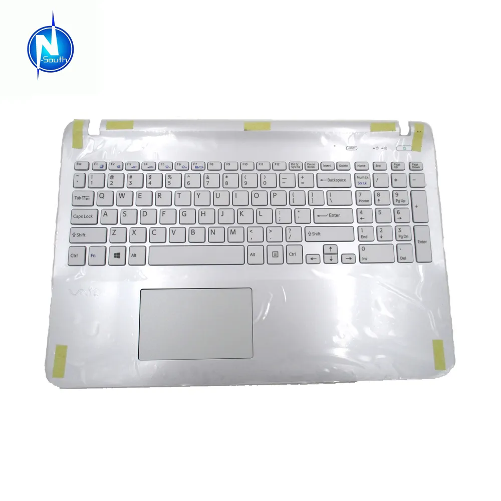 Coque supérieure repose-paume avec clavier pour sony vaio, svf152, svf152a, svf153, blanc, d'origine