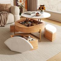 Table basse relevable et meuble TV combinés en bois massif, style nordique de luxe léger, avec plateau en roche, meubles de salon modernes avec rangement